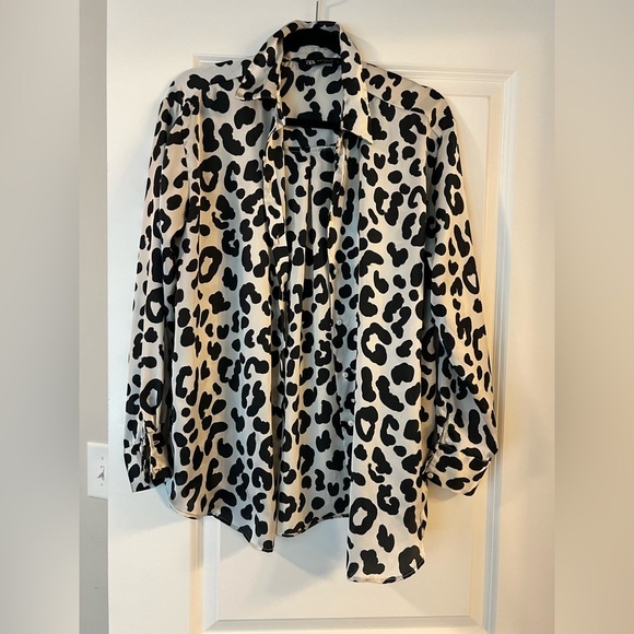 Zara Tops - Zara Leopard Print Button-Up Blouse